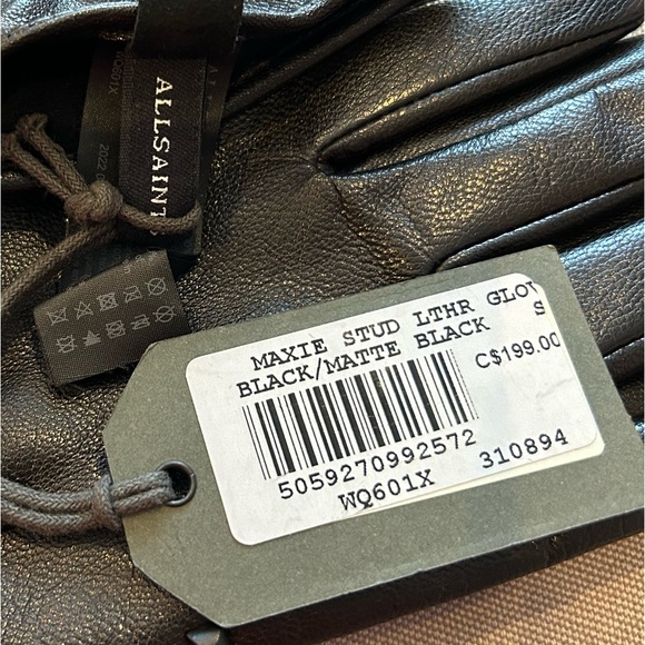 Allsaints black leather gloves size S - Picture 5 of 5